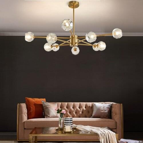 Nordic post-modern chandelier creative crystal restaurant bedroom lamp simple living room net red molecule lamp