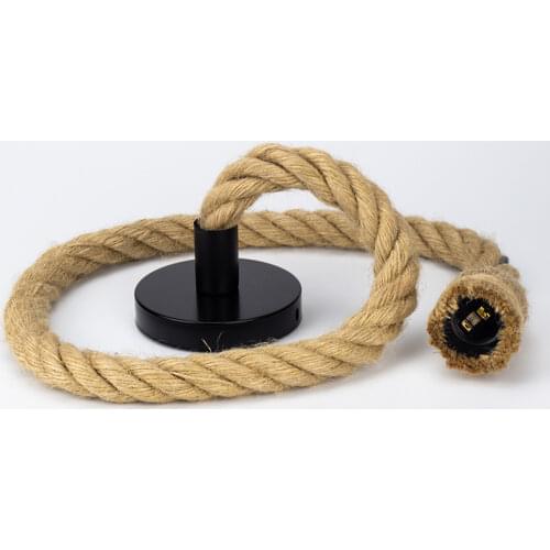 LED Vintage Hemp Rope Pendant Lamp Base AC85-265V E27 Socket Creative Country Style Loft Industrial Pendant Light Decorations