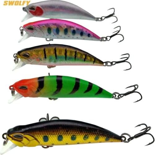 Swolfy 5pcs Fishing Lures 5cm 5.5g Minnow Bait Crankbait Isca Artficial Hard Bait Fishing Wobblers Bass Fake Fish sinking