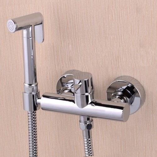 Toliet Brass Hand held Bidet Spray Shattaf Kit Sprayer Jet + Hot&Cold Mixer Valve BD598