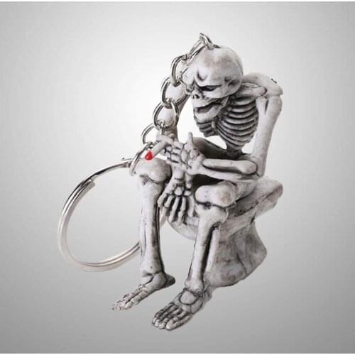 Creative Skull Toilet Purse Bag Rubber Keychain Keyring Car Ornament Accessories Charm Pendant Funny Gifts