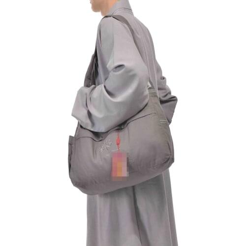 Unisex high quality canvas embroidery buddhist meditation zen lay package shaolin monk kung fu bags buddha bag grey