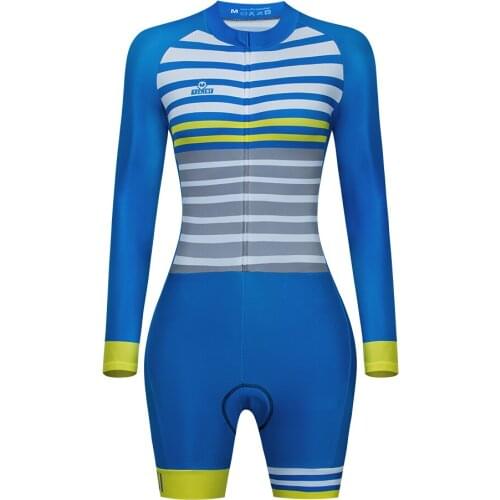 Frenesi 2021 Team Triathlon Long Sleeve Cycling Wear Tights Jumpsuit Maillot Breathable Cushion Macaquinho Ciclismo Feminino