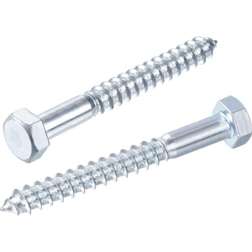 Uxcell Hex Lag Screws, M10 x 100mm Carbon Steel Zinc Plated Half Thread Self-Tapping Bolts for Wood Screw 10Pcs