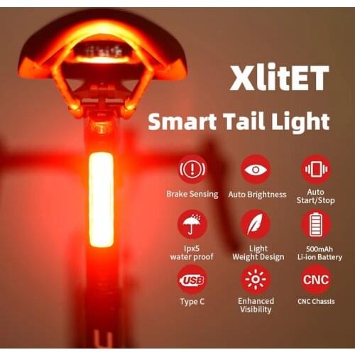 Smart Bike Auto Brake Sensing Rear Tail Light Waterproof Road Bicycle Taillight USB Rechargeable Cycling led Lamp MTB Flashlight