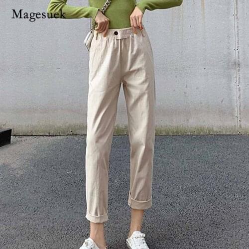 Women High Waist Sweat pants Women Slim Trousers 2020 Autumn Solid Cotton Harem Pants Women Casual Loose Long Women Pants 10426