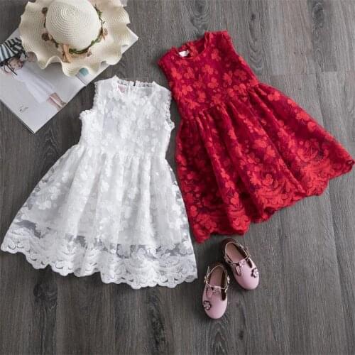 3-8T Kids White Dress for Girls 2020 New Summer Girls Dress Flower Sleeveless Girl Party Pageant Prom Dresses Ceremony Prom Gown