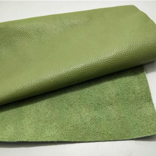 50x50cm Light Grass Green Cowhide Leather Diy Handmade Material First Layer Whole Cut Lychee Pattern Fabric Sofa Upholstery