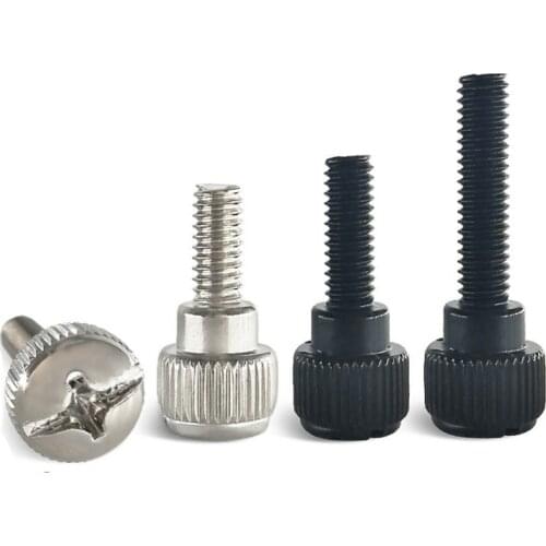 10pcs M3 eleven characters steps hand twist screws knurled computer case lock screw Phillips decoration bolt 6mm-13mm long