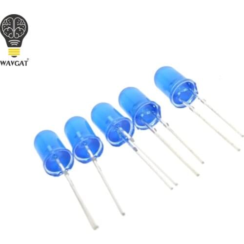 100pcs 5mm Diffused Blue LED Diode DIP Round Wide Angle Through Hole 2 Pin LED Light Emitting Diode Lamp 460-475nm 1.8-2.0V