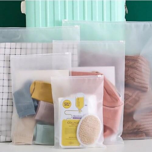 5/1PCS EVA Translucent Frosted Zipper Bag Storage Waterproof Shoes Bag Clothes Towel Cosmetic Storage Bag