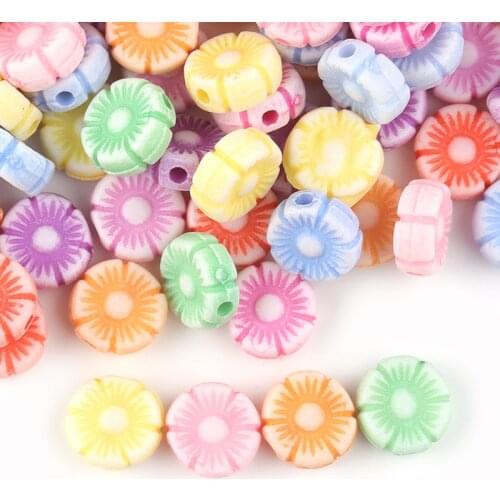 50pcs/Lot Mixed Plastic Round FlowerSpaced Beads Hair Ring For Jewelry Making DIY for Kids Woman Puzzle Handmade Charms Bracelet
