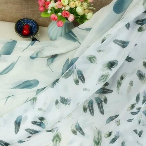 50D Chiffon Fabric Feather Print Chiffon Fabric Cosplay Dancing Dress Beach Skirt Scarf Fashion Sewing Fabric