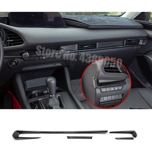 ABS Carbon fibre For Mazda 3 2019 2020 accessories Car Center console Decoration Strip Cover Trim car styling 4pcs/set