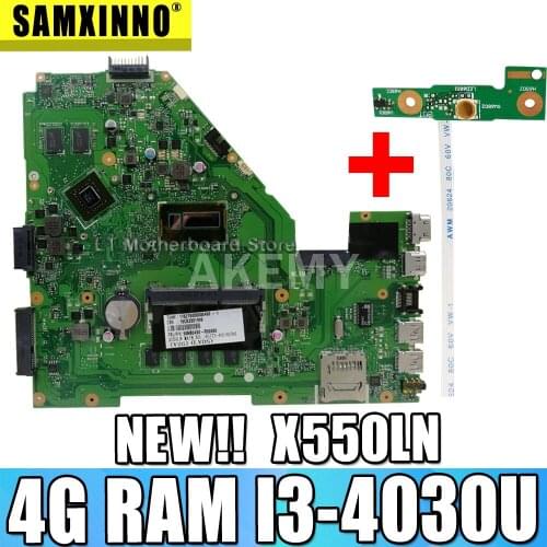 Akmey X550LN Laptop motherboard For Asus X550LD A550L Y581L W518L X550LN Test original mainboard I3-4030U 4GB-RAM GT840M