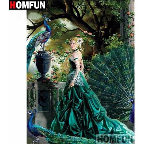 HOMFUN 5D DIY Diamond Painting Full Square/Round Drill "Woman bird" 3D Embroidery Cross Stitch gift Home Decor A00575