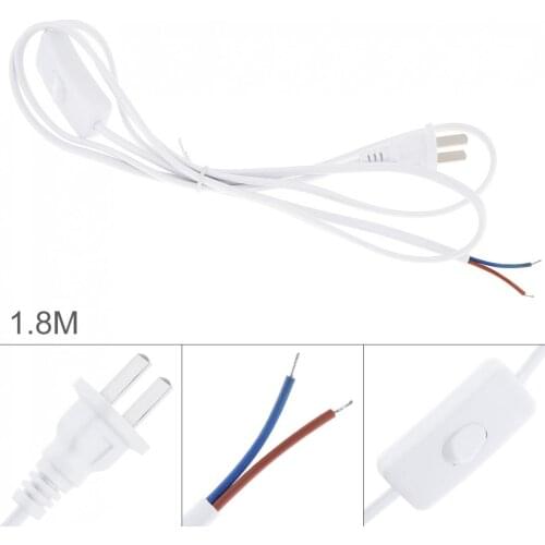 White 303 Button Switch Plug Wire with 1.8m Line Length Power Cord for Desk Lamp and Other Household Lamps