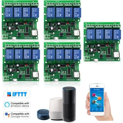EWeLink Smart Remote Control Wireless Switch Universal Module 4ch DC 5V 12V 32V Wifi Switch Timer Phone APP Remote Control