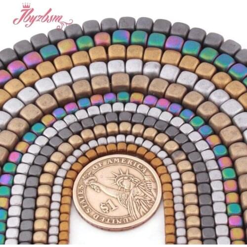 2,3,4,6mm Frost Cube Hematite Beads Loose Natural Stone Beads For DIY Necklace Bracelet Woman Gift Jewelry Making Strand 15"