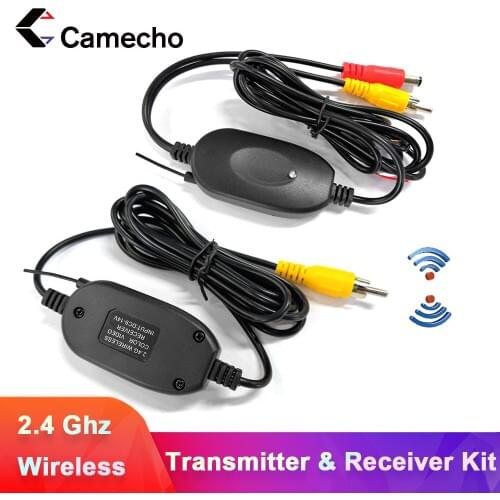 Camecho 2.4Ghz Wireless Rear View Camera RCA Video Transmitter & Receiver Kit for Car Rearview Monitor FM Transmitter & Receiver