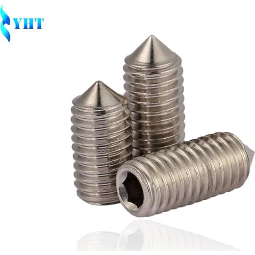 DIN914 M3 M4 M5 M6 304 Stainless Steel Grub Screws Cone Point Hexagon Hex Socket Set Screws GB78 3-25 mm
