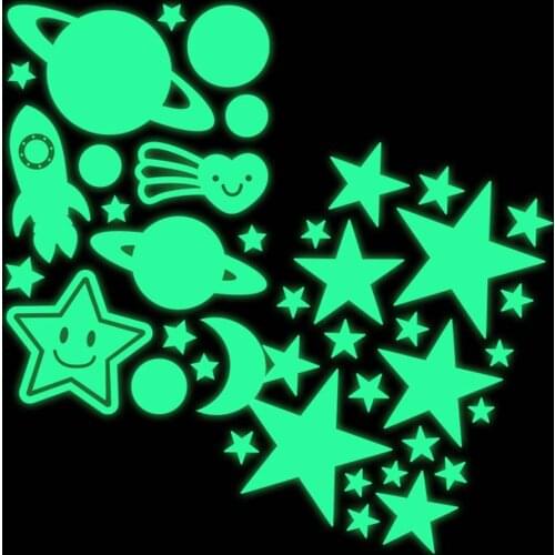 Fluorescent Bubble Sticker Bedroom Home Decoration Glow In Dark Moon Universe 3D Luminous Decal Fluorescent Stars Dots
