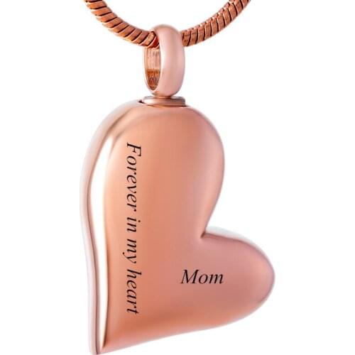 IJD8032 Always in My Heart Custom Stainless Steel Heart Cremation Souvenir Pendant for Ashes Urn Memorial Necklace for Gift