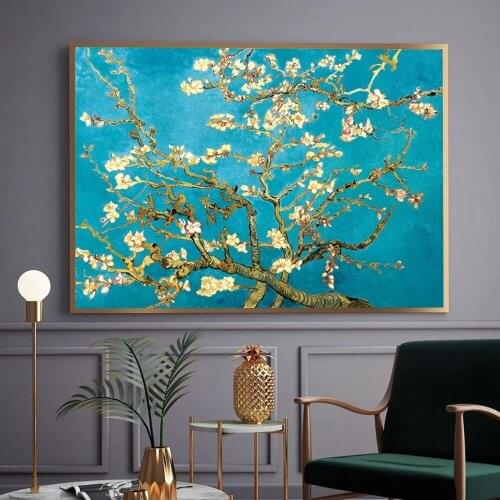 Van Gogh Almond Blossom Famous Oil Painting Canvas Print Reproduction Impressionist Flower Wall Art Picture Home Decor Cuadros