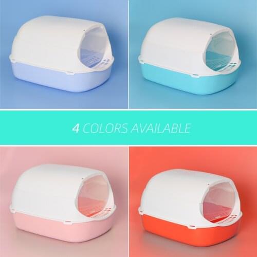 Cat Toliet Pet Totally Closed Tray With Scoop Plastic Cleaning Sand Box Litter Bedpan Basin Supplies