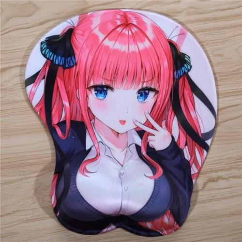FFFAS 3D Mouse Pad Mat The Quintessential Quintuplets Nakano Nino Wrist Rest Breast Gaming Mousepad for Computer Keyboard