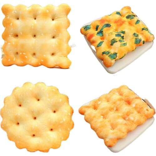 Creative Biscuits Plush Pillow Round Shape Square Sesame Plain Cookie Lifelike Food Snack Cushion Plushie Props seat cushion