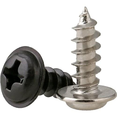 M1.4 M1.7 M2 M2.3 M2.6 M3 M4 Carbon steel Cross round head self-tapping with Padded screws collar pad washer Wood screw
