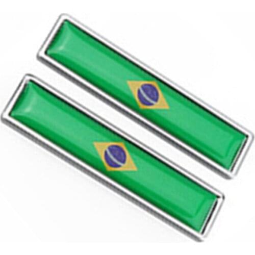 50 Pairs Metal International Brazil Flags Car Emblem Badge Decorations 3D Brazil Flag Car Tail Fender Styling Stickers