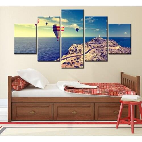 Modular Painting Modern Wall Art 5 Panel Hot Air Balloon Landscape Printed Picture For Living Room Home Decor Artwork Canvas