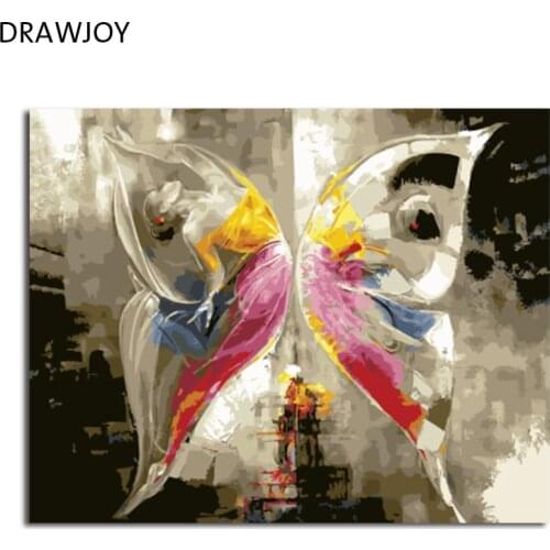 DRAWJOY Framed Picture Painting & Calligraphy Of Beautiful Animals Butterfly DIY Painting By Numbers Home Decor