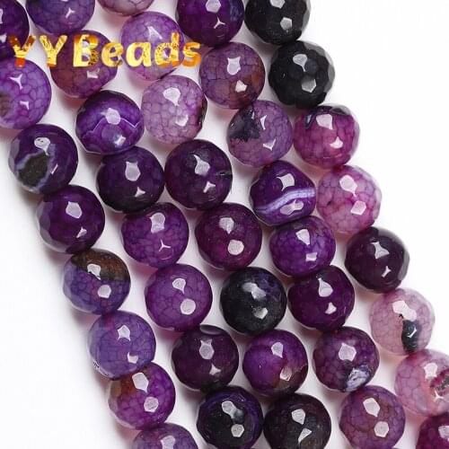 Natural Faceted Purple Dragon Veins Agates Beads 6mm 8mm 10mm Loose Charm Beads For Jewelry Making DIY Women Bracelets Necklaces