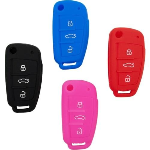 New Silicone Car Key Fob Cover Case Skin 3 Buttons for Audi A6L A1 A2 A3 A4 A5 A6 A7 TT Q3 Q5 Flip Folding Remote Protected