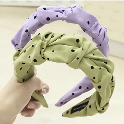 New Dots Headband Pleated Mori Girls Outdoor Headdress Women Hair Accessories Wide Head Band Summer Holiday Headwear Hair Hoop