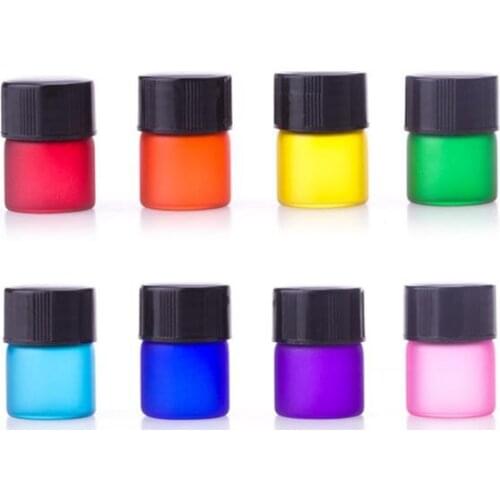 New Colorful 500PCS/lot 1ML 1/4 Dram Frosted Mini Perfume Glass Bottle, 1CC Sample Vial, Small Essential Oil Bottle SN530