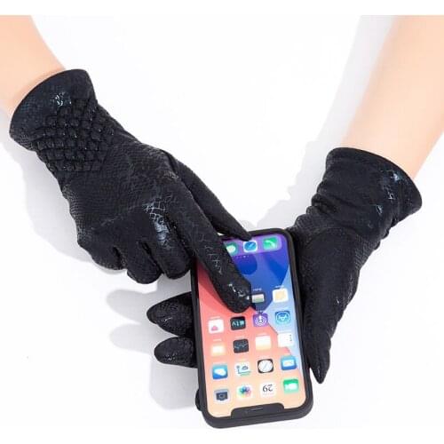 Womans Winter Faux Animal Leather Snakeskin Touch Screen Driving Gloves For Sports Cycling Outdoor Thicken Cold Warm Mitten K38
