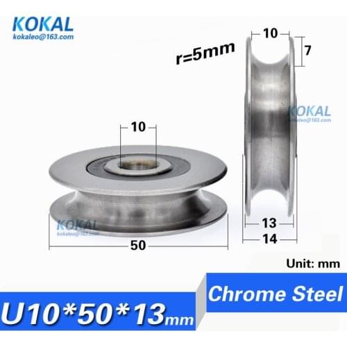 12/10*50*13mm 6301RS 6300RS bearing steel bearings, U groove V round bottom 5cm pulley, 6mm guide wheel, wire rope lifting wheel