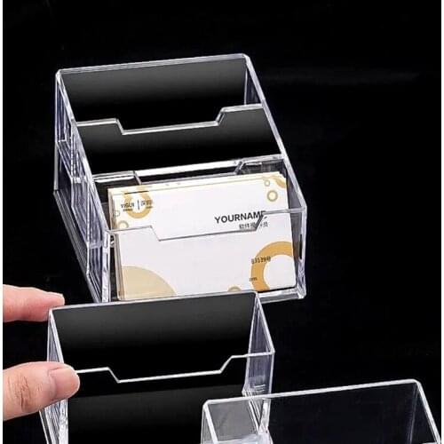 Premium Thicken Clear Desk Business Card Holder 3 Dividers for Office 210-Card