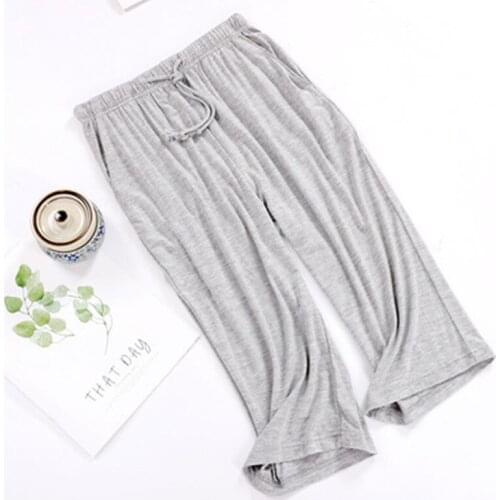 Plus Size Mens Pajama Pants Modal Cotton Pants Cropped Trousers Loose Elastic Band Comfort Pant Home Clothes