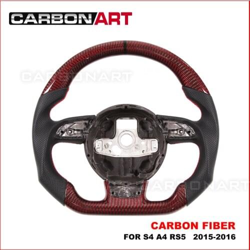 Real Carbon Fiber Flat Bottom racing style Steering Wheel For Audi S4 A4 RS5 2009-2017 replacement carbon fiber steering wheel
