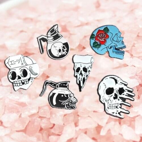 Six kinds of Shantou white bone brooch horror entertainment fun accessories leather denim men and women cool special