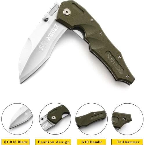 Folding Blade Knife 8CR13MOV Tactical Pocket G10 Handle Hunting Portable Knives for SelfDefense Survival Climbing Riding Camping