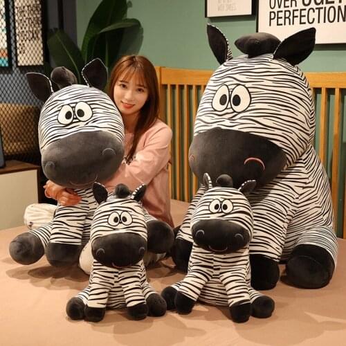 Funny Simulation Zebra Plush Toy Stuffed Animal Soft Plush Horse Pillow Cushion Toys for Kids Girls Christmas Birthday Gift