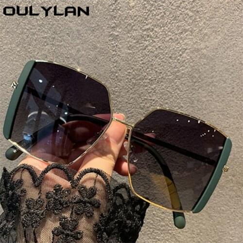 Oulylan Vintage Oversized Sunglasses Men Women Classic Driving Sun Glasses Ladies Trendy Square Eyewear Big Frame Shades UV400
