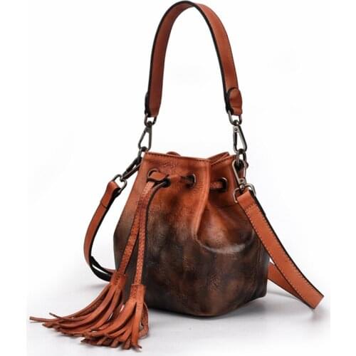 String Small Bag Fashion High Quality Real Genuine Leather Women Handbag Vintage Shoulder Messenger Bags Lady Purse Party Bag