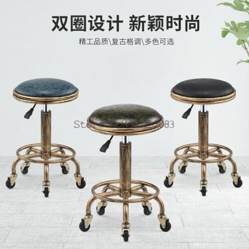 Beauty Stool Big Work Stool Barber Shop Chair Hairdressing Shop Rotating Lifting Stool Makeup Hair Salon Pulley Chair Hair Cutti
